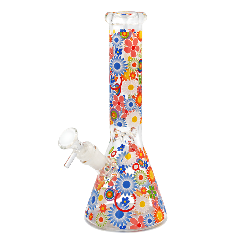 10" Daisy Art Glow-in-the-Dark Beaker Water Pipe