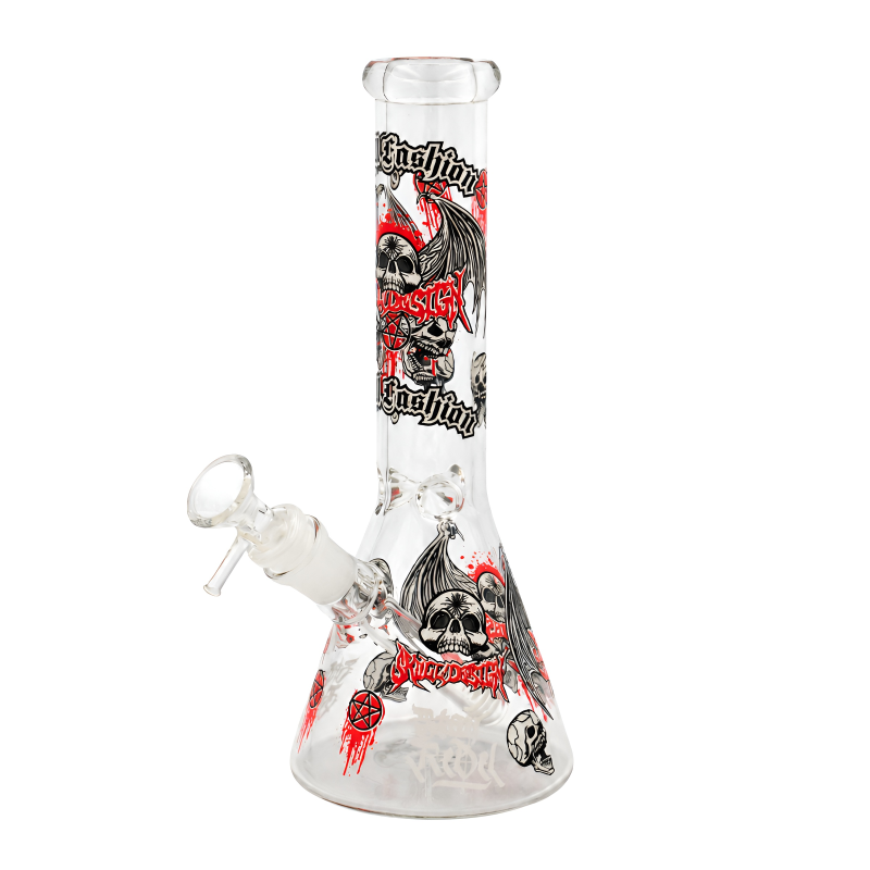 10" Skull Fashion Beaker Water Pipe - Glow In The Dark