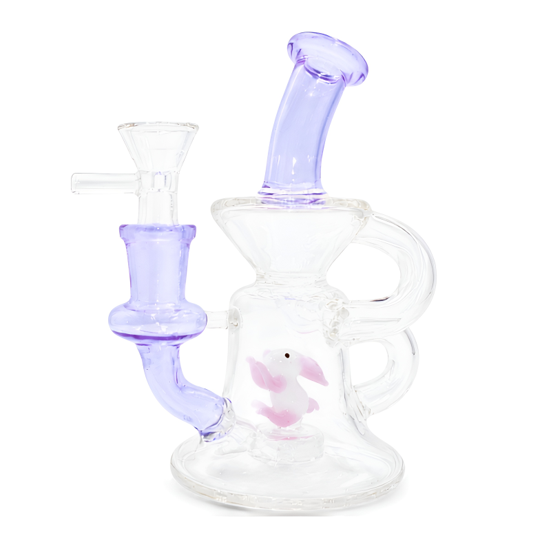 5.5" Rabbit Showerhead Perc Recycler Glass Water Pipe