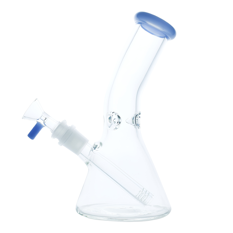 8" Bent Neck Color Accent Ice-Pinch Beaker Water Pipe