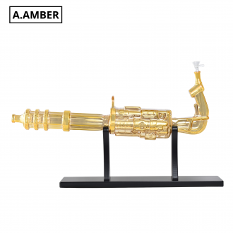 24" Electroplated Death Machine Gun Water Pipe with Display Stand