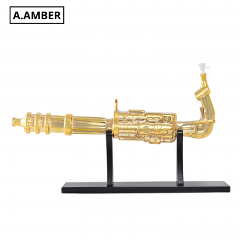 24" Electroplated Death Machine Gun Water Pipe with Display Stand