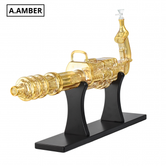 24" Electroplated Death Machine Gun Water Pipe with Display Stand