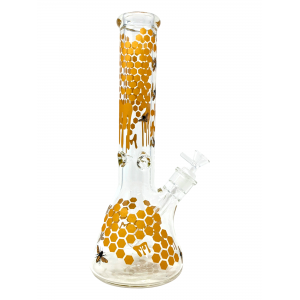 14" Honeycomb, Honeybee Design Beaker Water Pipe - [WP0415-56C]