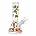 8 inch beaker water pipe featuring assorted sticker-style graphic art