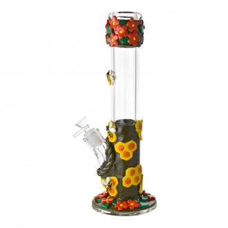 13.8" Busy Bee Floral Straight Tube Water Pipe - Assorted [WP4365]