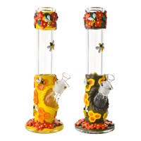 13.8" Busy Bee Floral Straight Tube Water Pipe - Assorted [WP4365]