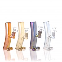 7" Iridescent Curve Glass Water Pipe - [WP4753BW]