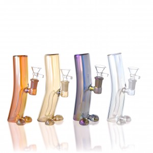 7" Iridescent Curve Glass Water Pipe - [WP4753BW]