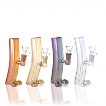 7" Iridescent Curve Glass Water Pipe - [WP4753BW]