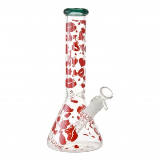 10" Love Decal Design 4mm Thickness Beaker Water Pipe - Assorted [WP4995]