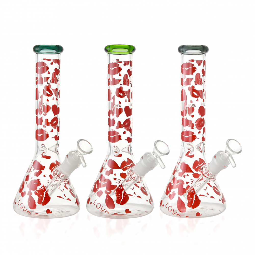 10 Inch Decal Art Beaker Glass Water Pipe – Glow in the Dark [WP7042-ASS]