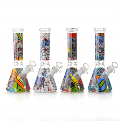 10" Decal Art Beaker Water Pipe - Glow in the Dark [WP7042-ASS]