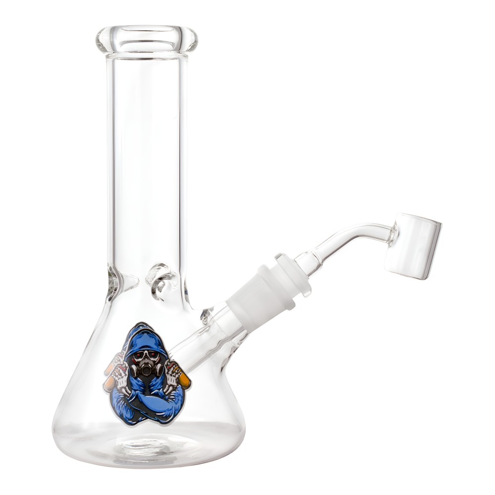 8 Inch Sticker Art Clear Glass Beaker Water Pipe