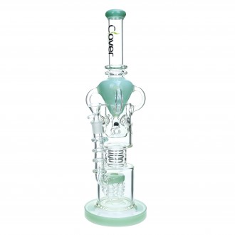 Clover Glass - 16.8" Straight Tube w/ Perc Recycler Water Pipe - [WPA-244]