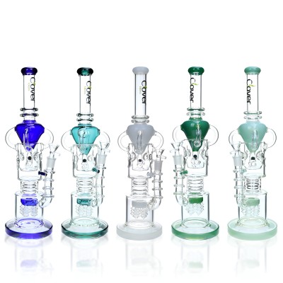 Clover Glass - 16.8" Straight Tube w/ Perc Recycler Water Pipe - [WPA-244]