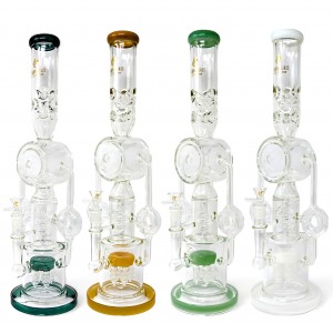 High Point Glass - 19.5" Multi Perc Double Donut Recycler Water Pipe [WPA318]