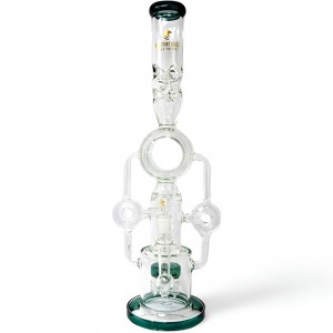 High Point Glass - 19.5" Multi Perc Double Donut Recycler Water Pipe [WPA318]