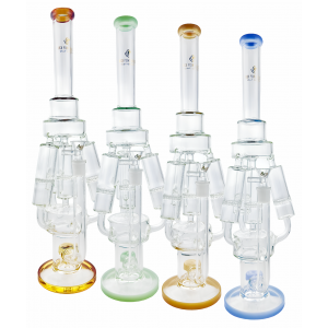 High Point Glass - 18" 5mm Quad-Honeycomb Perc W/ Jelly Fish Perc Recycler Water Pipe [WPA-47]
