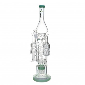 Clover Glass - 20.5" Triple Chamber Ice-Pinch Dual Perc Recycler Water Pipe - [WPA-88]