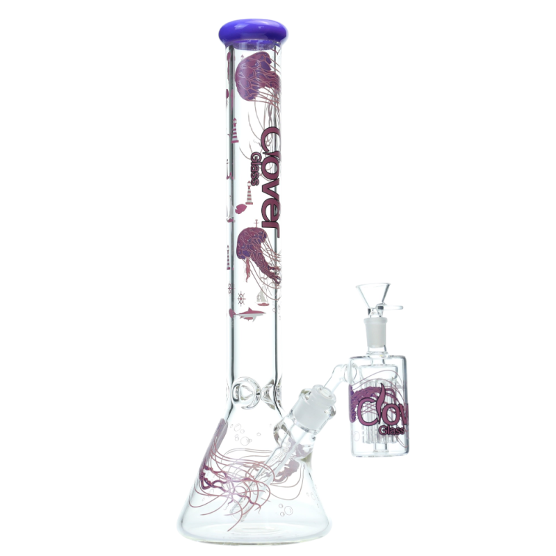 Clover Glass 17.5" Jelly Fish Beaker Water Pipe