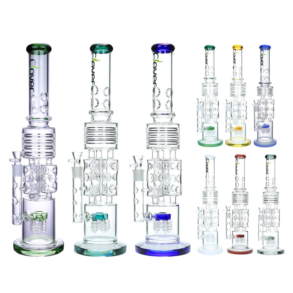Clover Glass Multi Chamber Sprinkler Perc Recycler Bong – 19.5" Clover Glass Multi Chamber Ice-Pinch Sprinkler Perc Recycler Water Pipe – 19.5 Inch