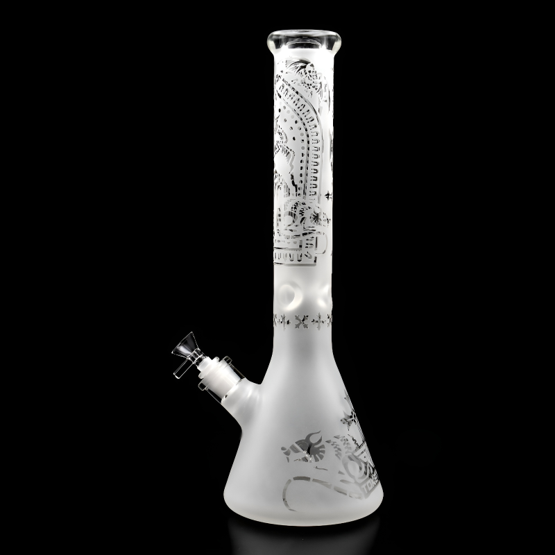 16" Heavy Etched Frosted Beaker Water Pipe