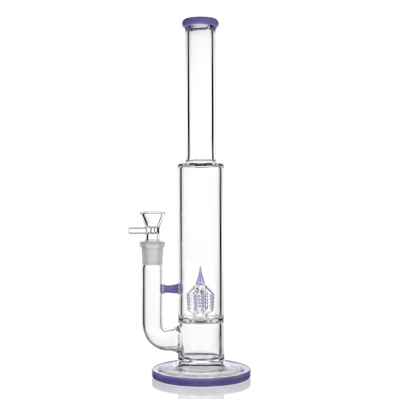 16" Straight Tube Perc D3 Water Pipe – Milky Purple