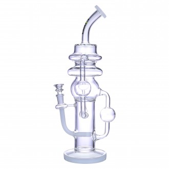 Clover Glass - 14" Multi Chamber Orb Inline Perc Recycler Water Pipe