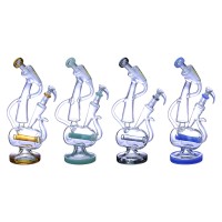 Clover Glass - 12.5" Double Loop Inline Perc Recycler Water Pipe