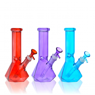 8.5" Prism Cut Electroplated Beaker Water Pipe - Assorted