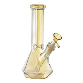 8.5" Prism Cut Electroplated Beaker Water Pipe - Assorted