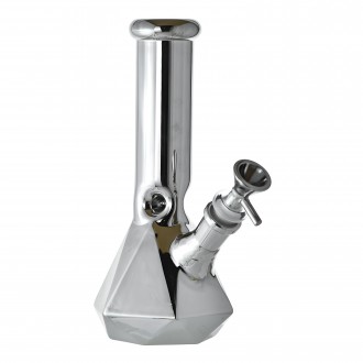 8.5" Prism Cut Electroplated Beaker Water Pipe - Assorted