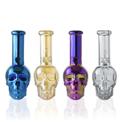8" Electroplated Skull Water Pipe - Assorted [WPB1013E]