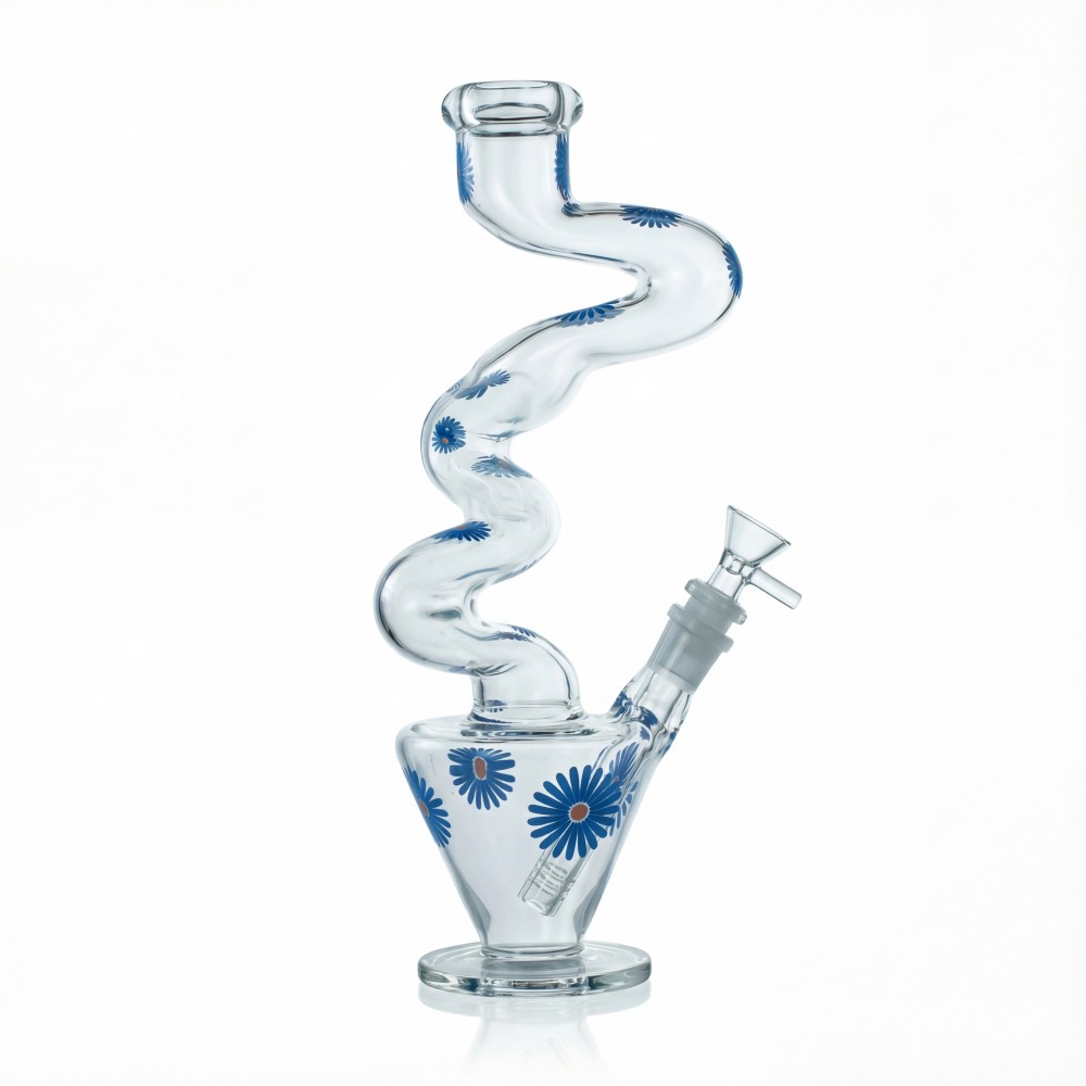 11.5 inch daisy electroplated 3-kink zong glass water pipe assorted designs