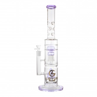 Lotus Glass - 18" Premium Straight Tube Dual Perc Water Pipe - Assorted [WPB1055]