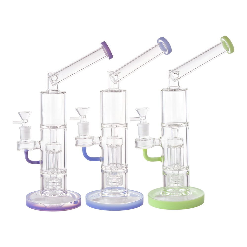12 Inch Side Car Matrix and Tree Perc Straight Tube Glass Water Pipe – Assorted