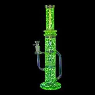 16" Milky Way Hit Dual Perc Straight Tube Water Pipe - Glow in the Dark [WPB1068]