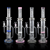 16" Milky Way Hit Dual Perc Straight Tube Water Pipe - Glow in the Dark [WPB1068]