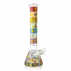 16.5" Abstract Art Skull Beaker Water Pipe - Glow in the Dark