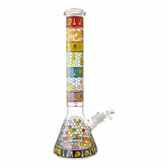 16.5" Abstract Art Skull Beaker Water Pipe - Glow in the Dark