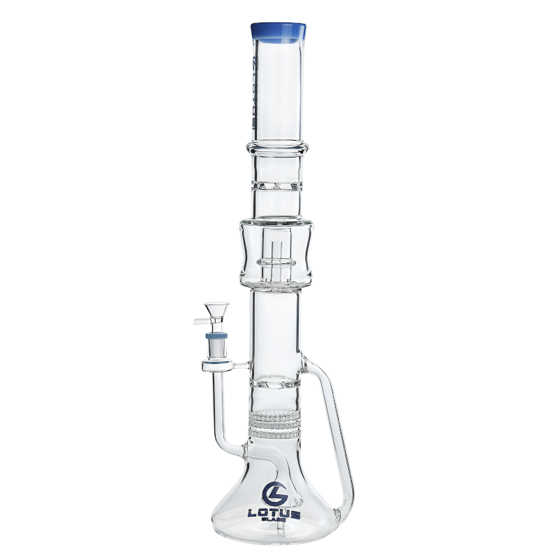 Lotus Glass - 20" Triple Honeycomb Showerhead Perc Straight Tube Water Pipe