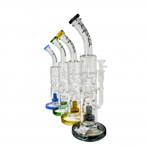 Clover Glass - 12.5" Bent Neck Shower Head & Honey Comb Perc Fabb Egg Water Pipe [WPC-216]