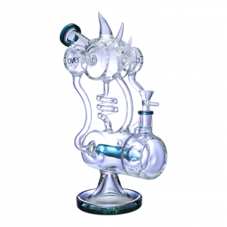 Clover Glass - 11"  Multi Spike Spiral Inline Perc Recycler Water Pipe - [WPC-245]