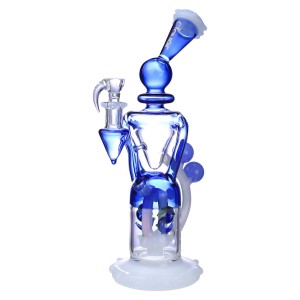 Clover Glass - 12.5" Flock to Fun Double Orbit Recycler Water Pipe