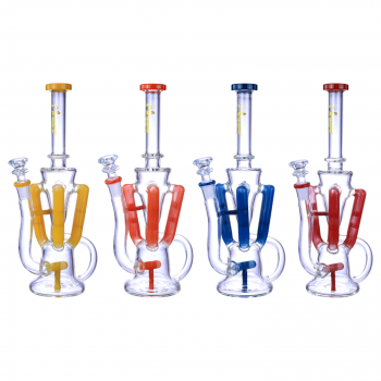Clover Glass - 11.4" Quadra-Grip Inline Perc Recycler Water Pipe [WPC-269]