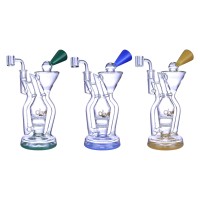 Clover Glass - 9.5" - Funnel Style Dual Honeycomb Perc Recycler Water Pipe