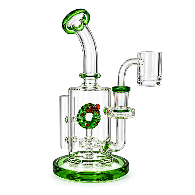 8" Christmas Themed Christmas Wreath Perc Water Pipe [WPCM13]