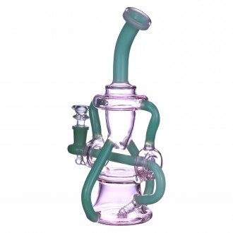 Clover Glass - 10" Double Donut Chamber Recycler Water Pipe