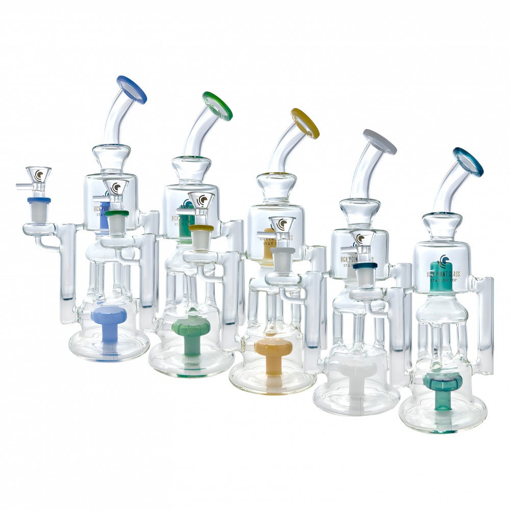 High Point Glass - 10" 5mm High Tech Pod Shower Head Perc Recycler Water Pipe [WPD-256]